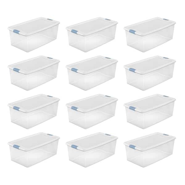 Sterilite 106 qt. Clear Stackable Latching Storage Box Container, (12-Pack)
