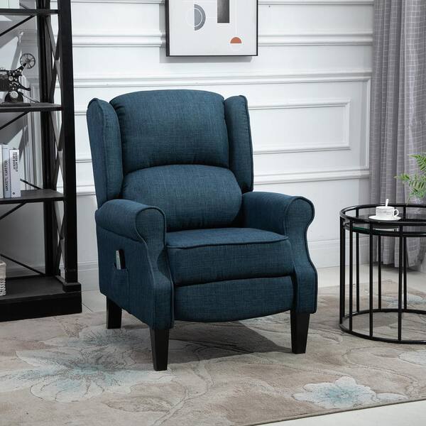 blue suede recliner chair