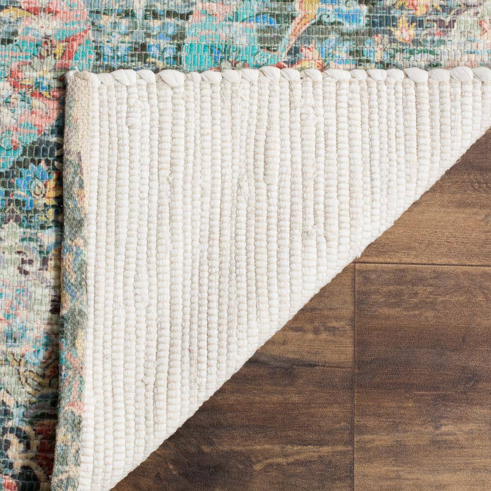 Saffron Coral Aqua Floral Hand-Loomed Wool Area Rug