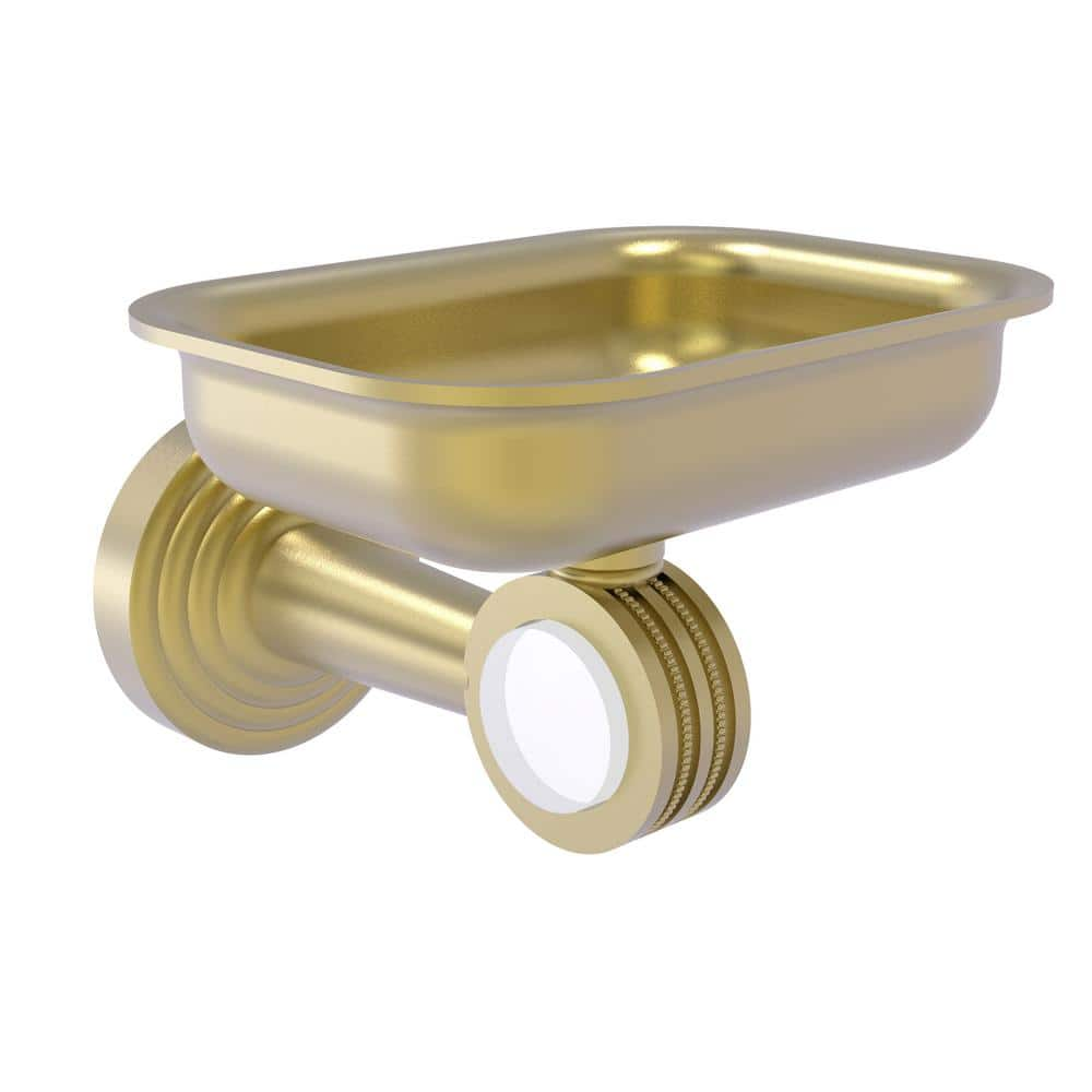 Allied Brass Pacific Beach Wall Mounted Soap Dish Holder with Dotted Accents in Satin Brass