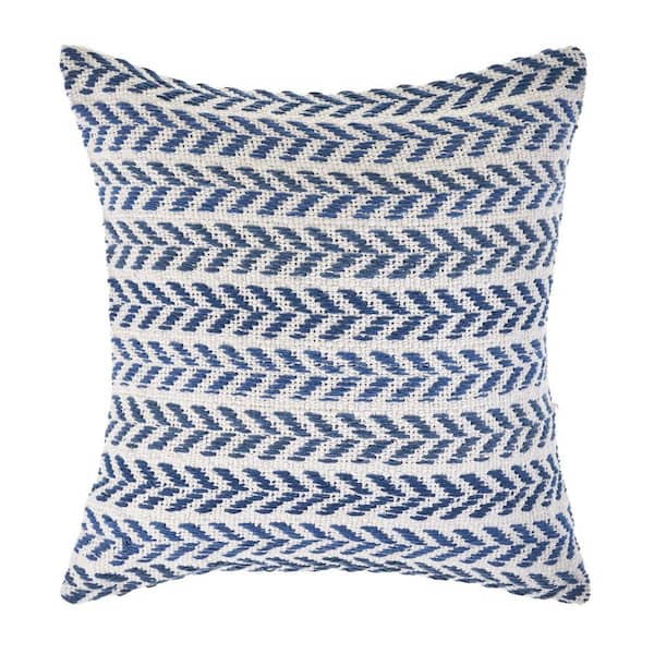 HomeRoots Navy Blue Geometric Polyester 18 in. x 18 in. Throw Pillow Set of 4