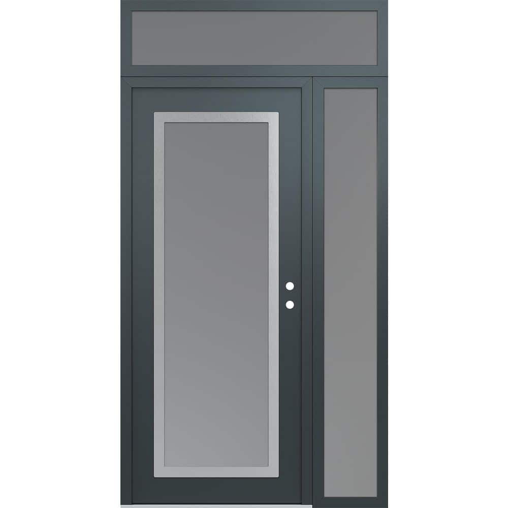 C1 48 in. x 96 in. Silver P Left-Hand/Inswing Frosted Glass Anth/Anth Sidelite Plus Transom Steel Prehung Front Door price history on PriceWatchPro