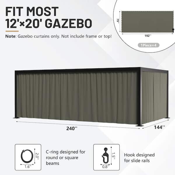 WNP 12 ft. x 20 ft. Universal Outdoor Privacy Curtains, Gazebo