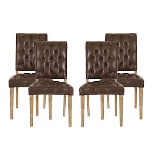 Uintah Dark Brown and Natural Tufted Dining Chair (Set of 4)