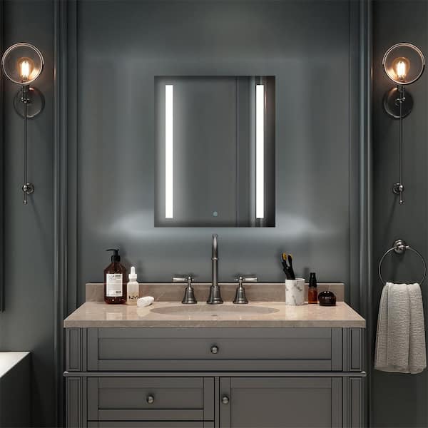 Royale Basic 24 in. W x 30 in. H Rectangular LED Medicine Cabinet with Mirror, Single Door, Mirror Defogger, RHS Hinge