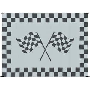 6 ft. x 9 ft. Reversible Black and White Racing Flag Mat