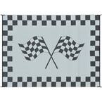 9 ft. x 12 ft. Reversible Black and White Racing Flag Mat