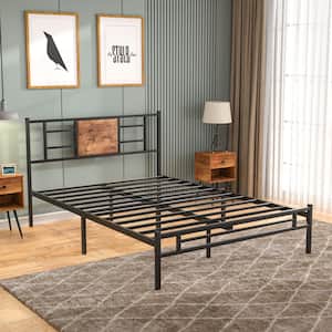 Platform Bed Frame ，Black Metal Frame， Full Size Platform Bed with Headboard and Footboard, Noise Free 53.9in. Wide