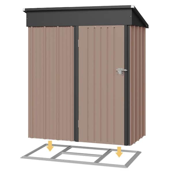 Sizzim Brown 5.1 ft. W x 2.7 ft. D Metal Storage Shed with