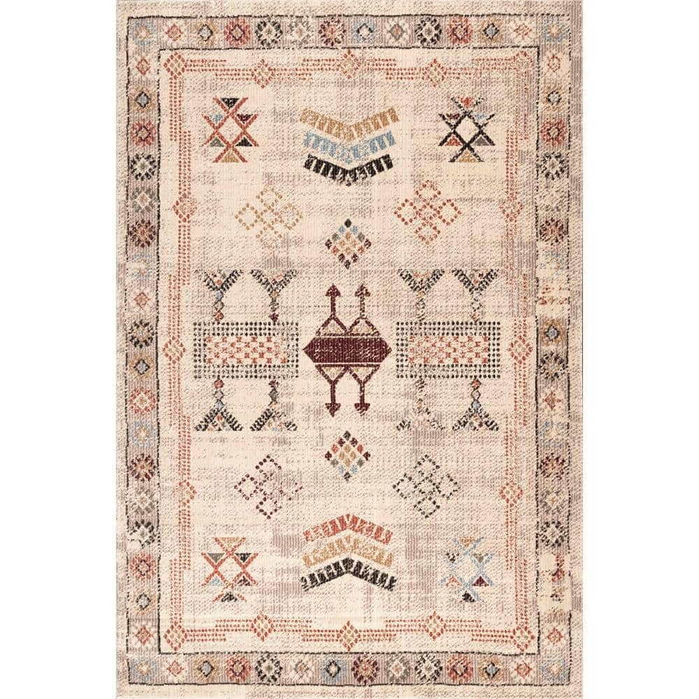 Bizchair South West Native Area Rug Design C318 Ivory (24 inch x 40 inch), Size: 2' x 3.3', Beige