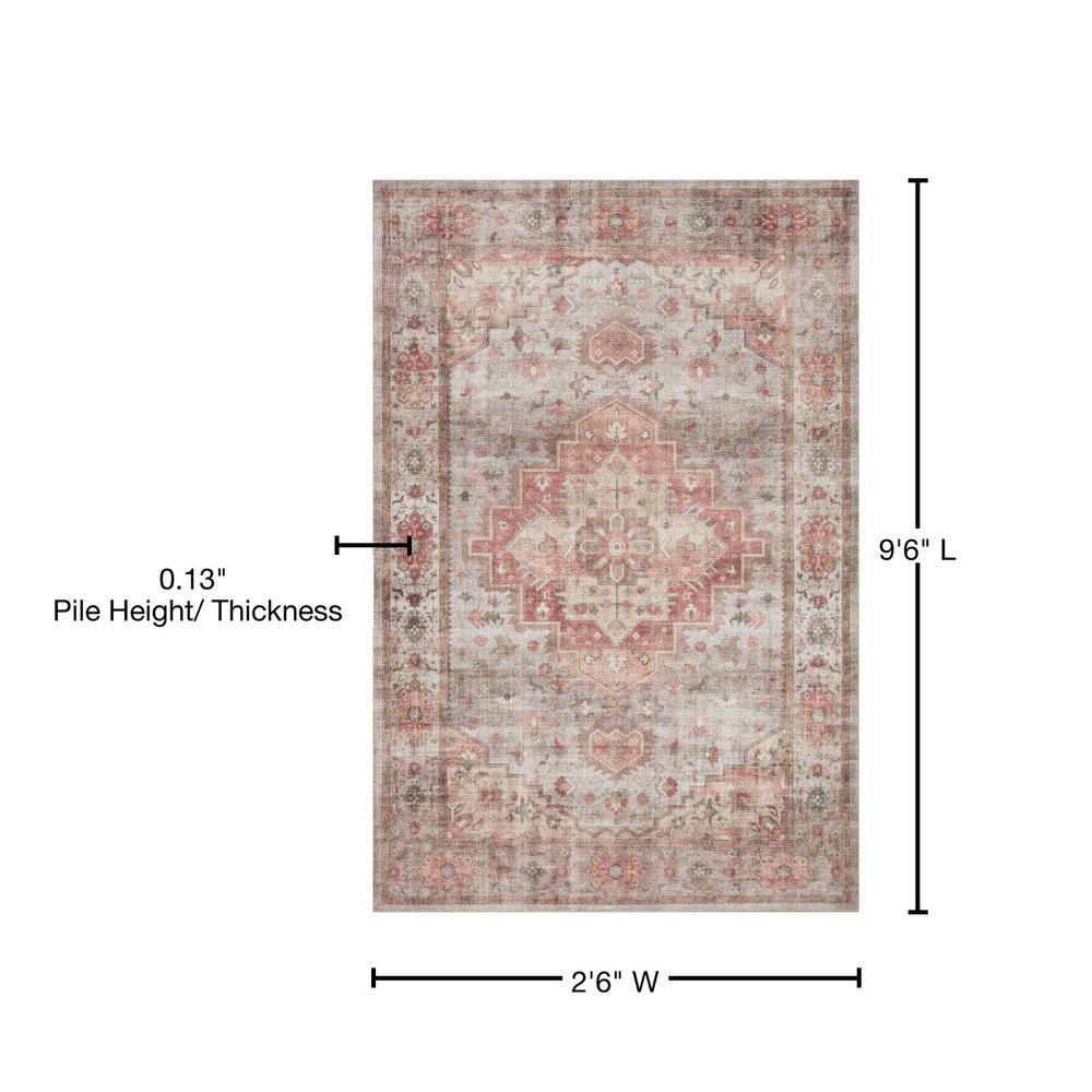 Dove and Spice Medallion Wool Synthetic Runner Rug 2'-6" x 9'-6"