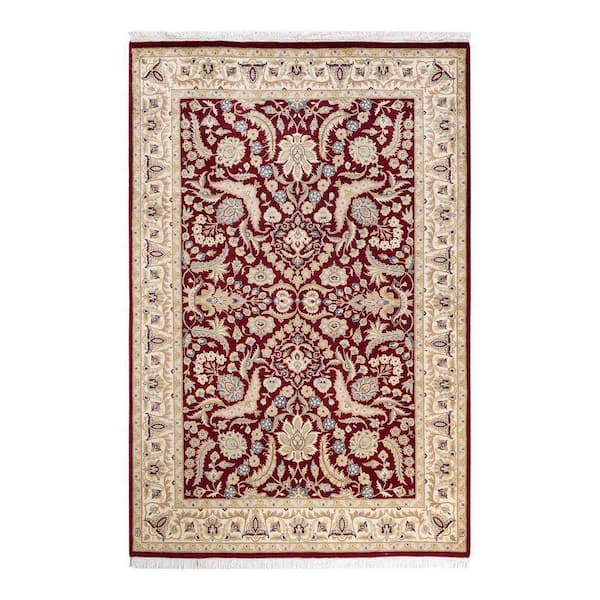Mogul Traditional Red 4 ft. 2 in. x 6 ft. 4 in. Oriental Area Rug