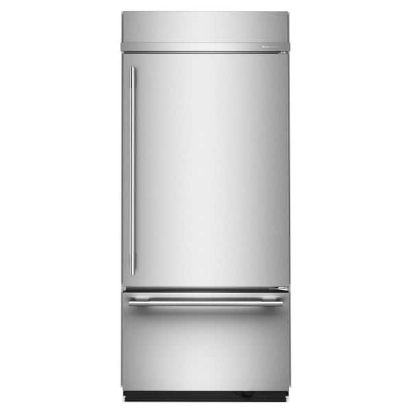 36 in. 20.8 cu.ft. Built-In Bottom Freezer Refrigerator in Stainlss Steel with PrintShield Finish with Platinum Interior