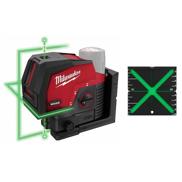 Milwaukee M12 12-Volt Lithium-Ion Cordless Green 125 ft. Cross Line & Plumb Points Laser Level (Tool-Only) w/ Laser Distance Meter