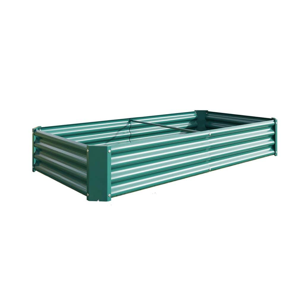 72 in. x 36 in. x 12 in. Green Galvanized Steel Raised Garden Bed, Rectangl