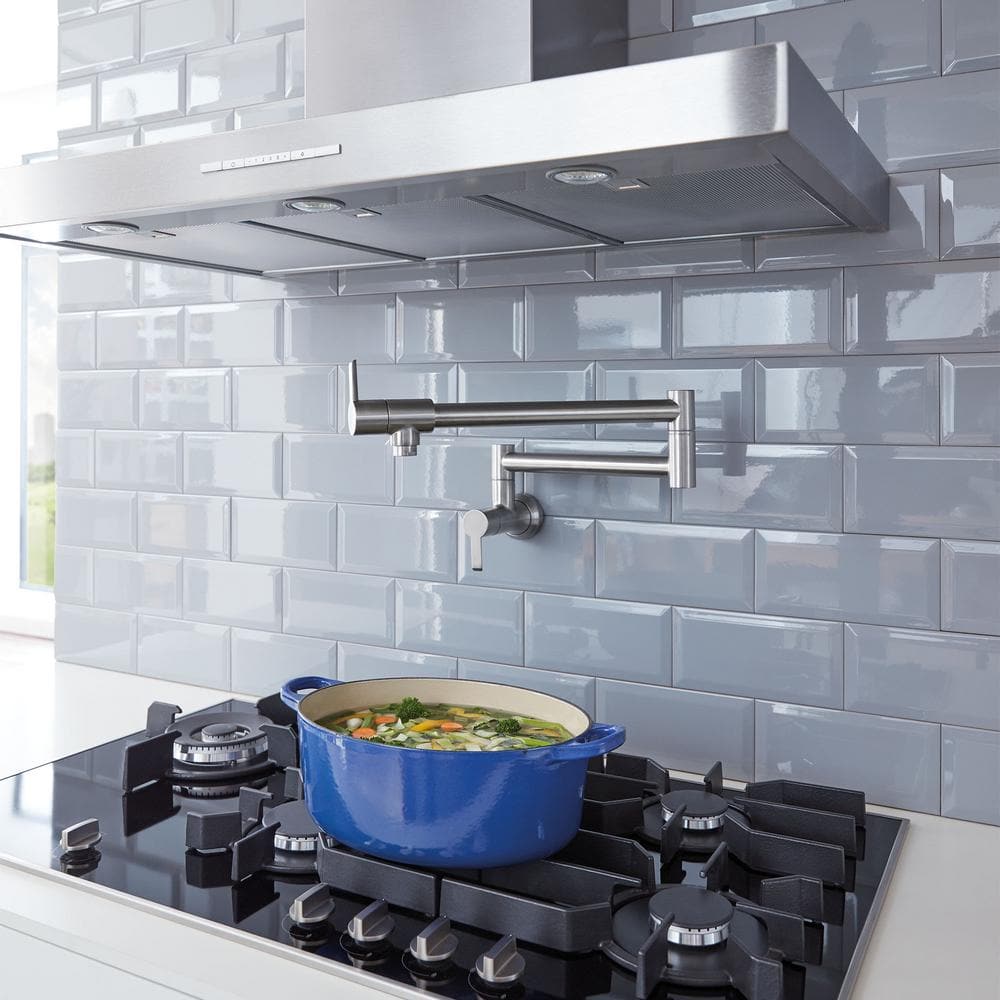Sleek Stainless Steel Wall-Mounted Modern Pot Filler