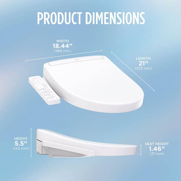 S2 Washlet Electric Heated Bidet Seat for Elongated Toilet in Cotton White