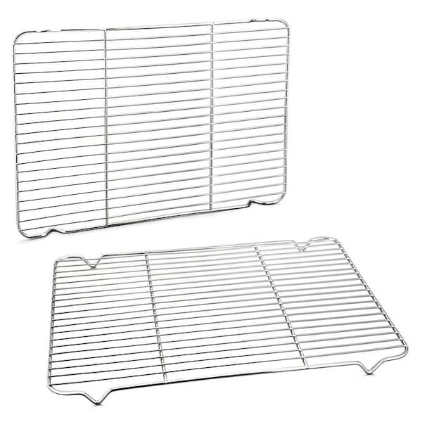 Stainless Steel Silver Cooling Baking Rack 2-Pack, Dense Wires & Smooth Edge, Easy to Clean, 16.6" x 11.5"