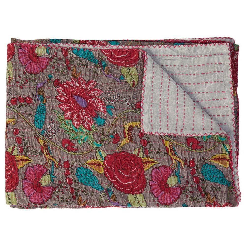 Brown, Red Floral Cotton Throw Blanket price history on PriceWatchPro