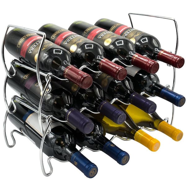 Sorbus Metal Detachable Wine Rack - 3 Tier, Silver