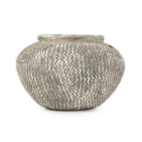 Zentique - Cement Wavy Grey Large Decorative Vase