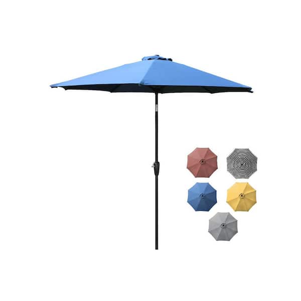 Zeus & Ruta 7.5 ft. Outdoor Aluminum Patio Umbrella, Round Market Umbrella with Push Button Tilt and Crank for Shade