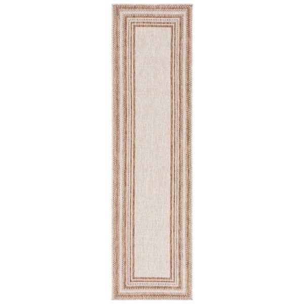 Beach House Beige/Brown 2 ft. x 6 ft. Concentric Border Indoor/Outdoor Runner Rug