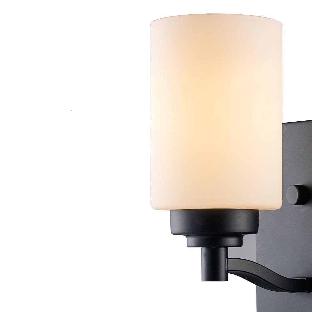 Black Frosted Glass Cylinder Dimmable Wall Sconce