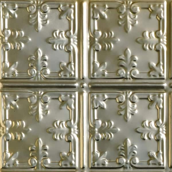 FROM PLAIN TO BEAUTIFUL IN HOURS Take Home Sample - Florentine Gold Nugget 1 ft. x 1 ft. Decorative Tin Style Nail Up Ceiling Tile (1 sq. ft./case)