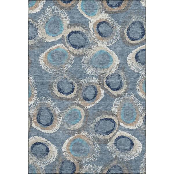 Mayfield Premium Machine Washable Abstract AMF2278 Denim 3 ft. x 4 ft. Area Rug