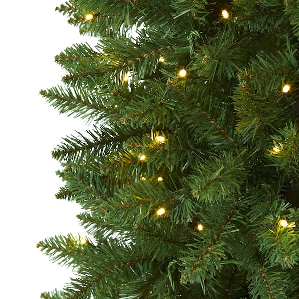 Nearly Natural 6.5 ft. Pre-Lit Slim Green Mountain Pine Artificial  Christmas Tree with 300 Clear LED Lights T1601 - The Home Depot