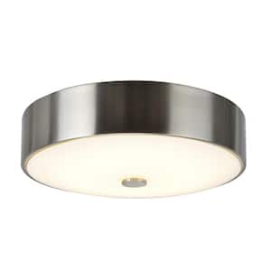 11 in. 11-Watt Satin Nickel Integrated LED Ceiling Flush Mount with Frosted Glass Diffuser