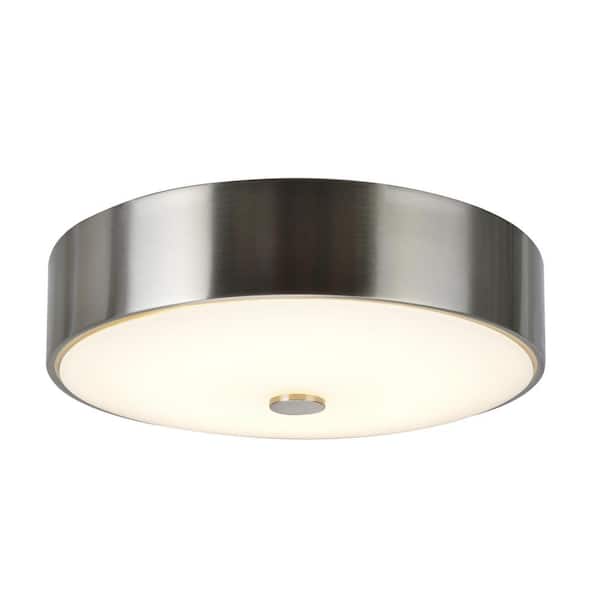 Aspen Creative Corporation 11 in. 11-Watt Satin Nickel Integrated LED Ceiling Flush Mount with Frosted Glass Diffuser