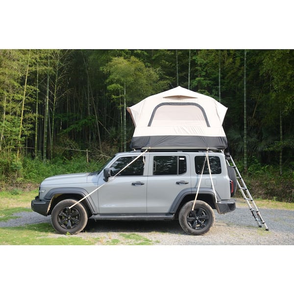 4.8 ft. x 7.2 ft. Black+Beige Inflatable Roof Top Truck Roof Tent Camping  for 2 Person, Car SUV Roof ZN-3120 - The Home Depot