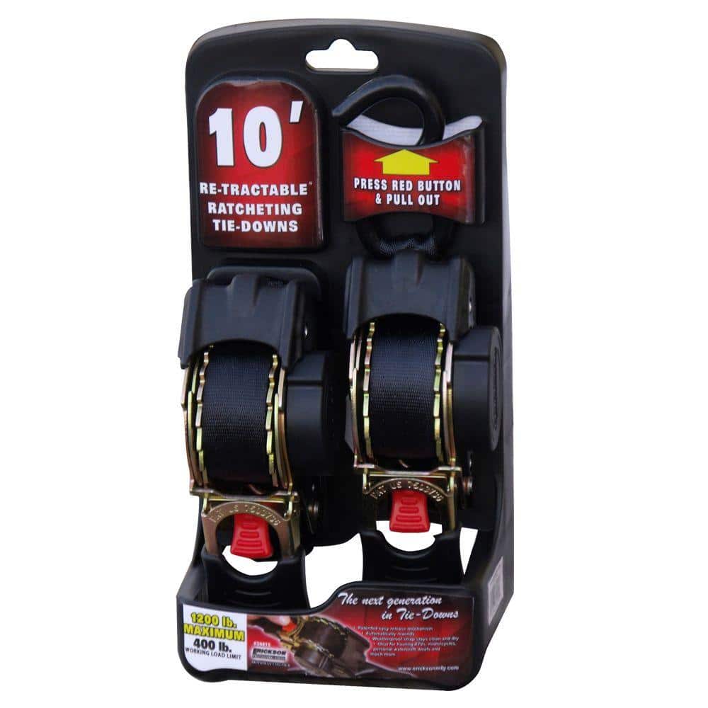 Erickson 10 ft. Retractable Ratcheting Tie-Downs (2-Pack) 34415 - The Home Depot