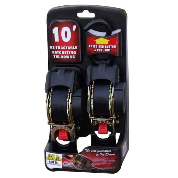 10 ft. Retractable Ratcheting Tie-Downs (2-Pack)
