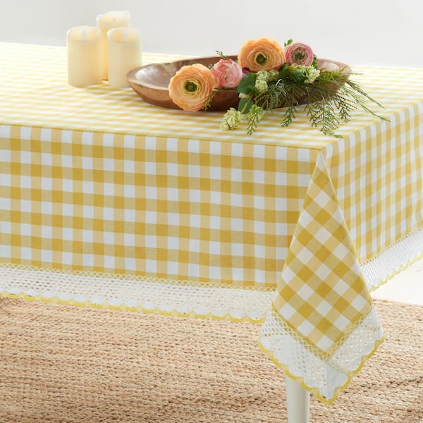 Buffalo Check 60 in. W x 84 in. L Yellow Checkered Polyester/Cotton Rectangular Tablecloth