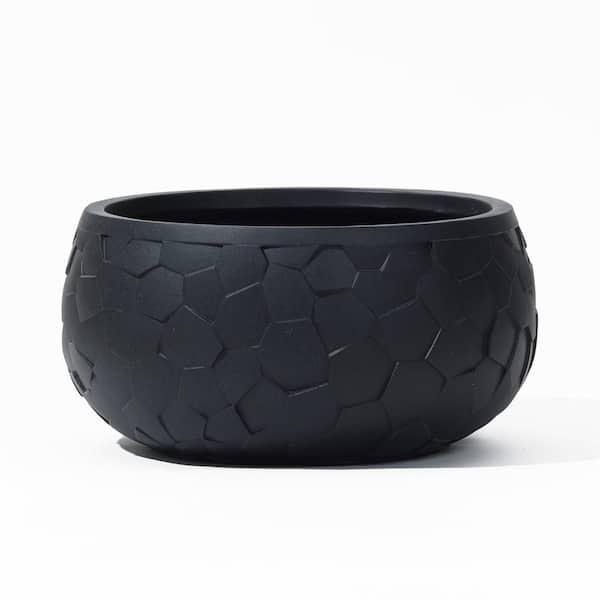 17.5 in. Black Beehive Pattern Round Floor Planter