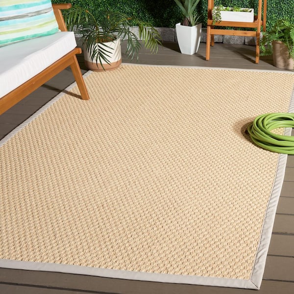 Napa Faux Sisal 3 ft. x 5 ft. Natural/Beige Solid Border Area Rug