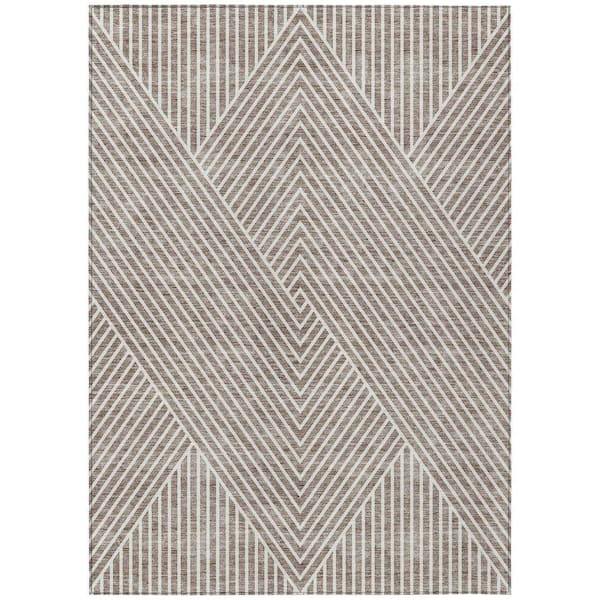 Chantille Machine Washable Indoor/Outdoor Abstract ACN937 Taupe 8 ft. x 10 ft. Area Rug