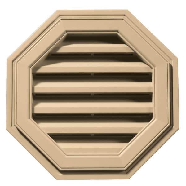 Builders Edge 18 in. x 18 in. Octagon Beige/Bisque Plastic Built-in Screen Gable Louver Vent