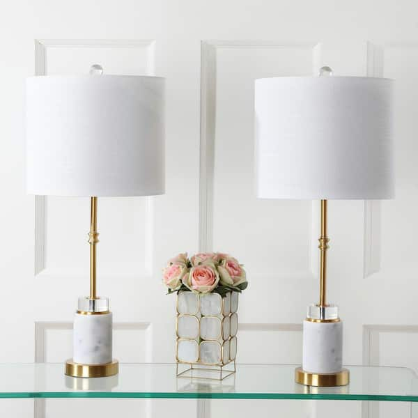 Claire 28.5 in. Crystal Table Lamp, Clear/Brass (Set of 2)