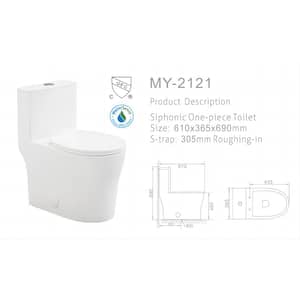 1-Piece 1.1/1.6 GPF Dual Flush Round Toilet in White Soft Close Seat Included