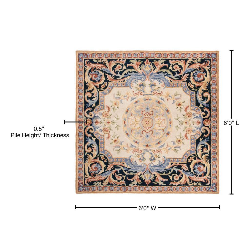 Ivory Elegance 6' Square Hand-Tufted Wool Area Rug