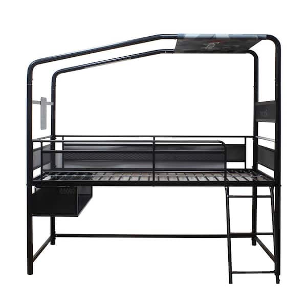 X Rocker Contra Customizable Mid-Sleeper Gaming Bed with TV Mount, Black, Twin