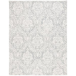 SAFAVIEH Abstract Gray/Ivory 4 ft. x 6 ft. Damask Area Rug ABT204A-4 ...