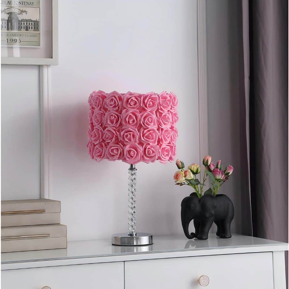 18.25 in. Red Roses in Bloom Acrylic and Metal Table Lamp, Gray price history on PriceWatchPro
