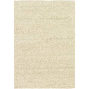 Solid Shag Pure Ivory 6 ft. x 9 ft. Area Rug