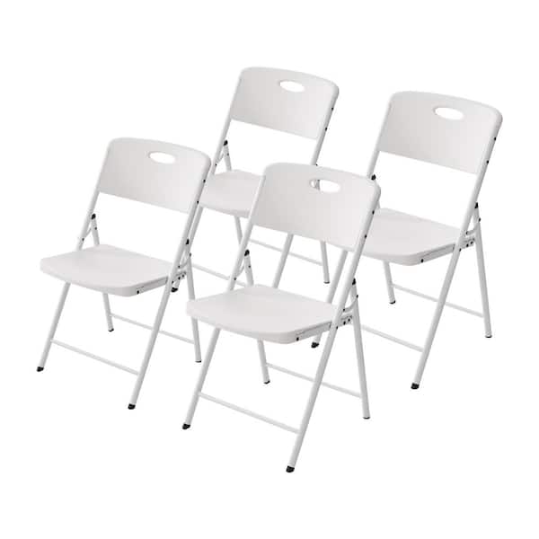 HDX Metal Frame White/White Resin Seat Indoor/Outdoor Folding