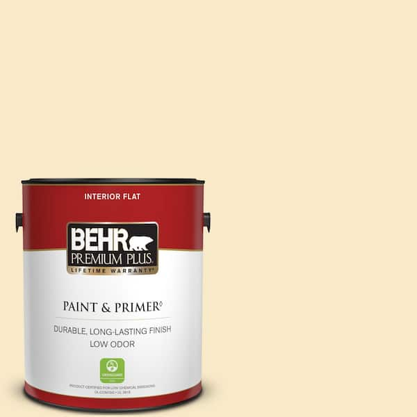 BEHR PREMIUM PLUS 1 gal. #PPL-40 Summer Sunshine Flat Low Odor Interior Paint & Primer